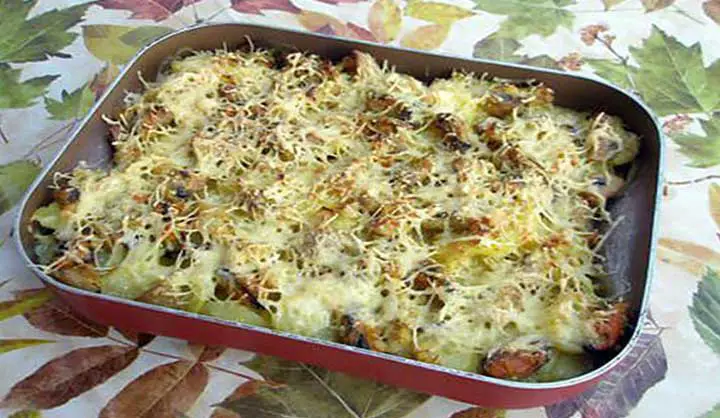 Gratin de Morue aux pommes de terre et champignons au curry