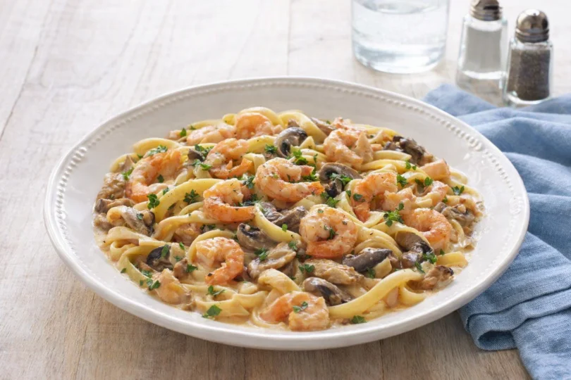 Pates aux crevettes et champignons recette facile