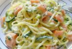 Spaghetti au Saumon Fumé et aux Courgettes