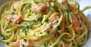 Spaghetti au Saumon Fumé et aux Courgettes