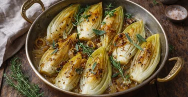 Endives braisées aux oignons, fondantes et légèrement caramélisées