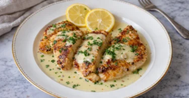 Filets de poulet tendres à la sauce crème citronnée à l’ail