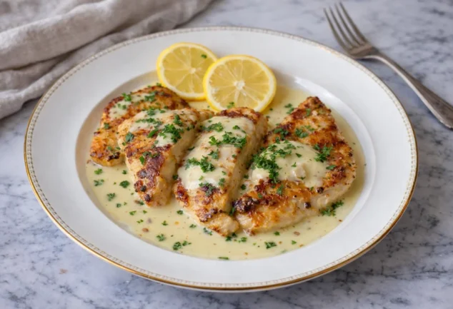 Filets de poulet tendres à la sauce crème citronnée à l’ail