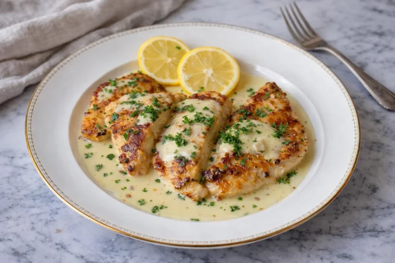 Filets de poulet tendres à la sauce crème citronnée à l’ail