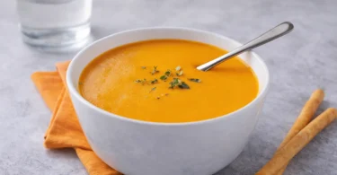 Soupe de carottes, patate douce et gingembre au lait de coco