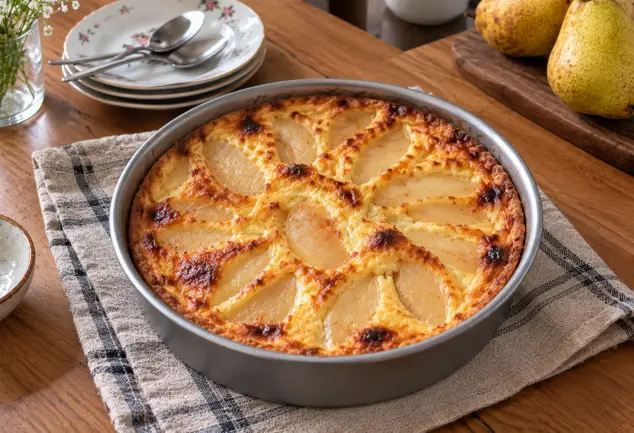 Clafoutis aux poires et à la vanille, fondant et facile